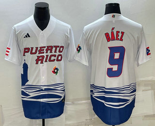 Men's Puerto Rico Baseball #9 Javier Baez White 2023 World Baseball Classic Stitched Jerseys,We sell and wholesale Men's Puerto Rico Baseball #9 Javier Baez White 2023 World Baseball Classic Stitched Jerseys on line form chian!